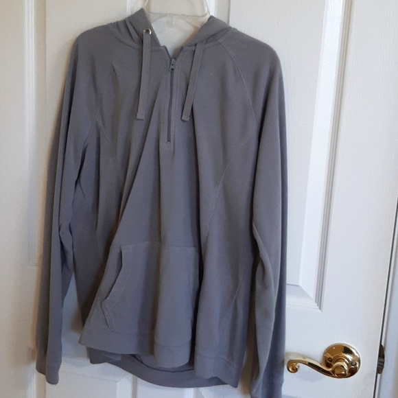 Grey fuzzy quarter zip hoodie - Picture 1 of 3